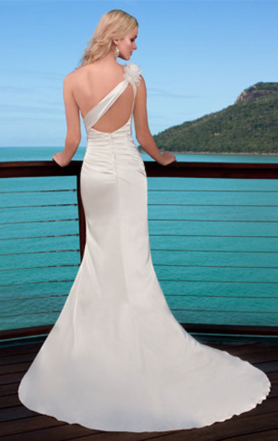 Orifashion Handmade Chic one shoulder Bridal Wedding Dress